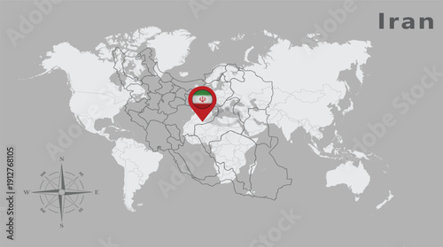 Iran map with state names vector illustration