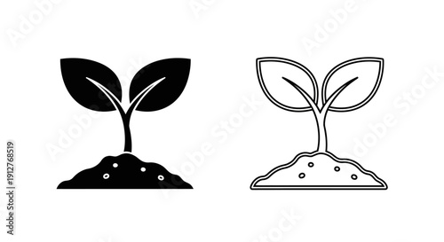 Growing plant seedling illustration, nature growth concept design Vector