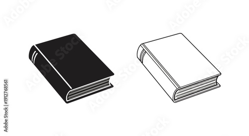 Two books, one black and one white, on a white background Vector
