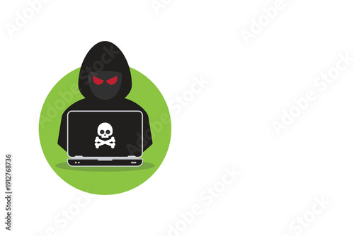 hacker in front of his computer committing digital cybercrime