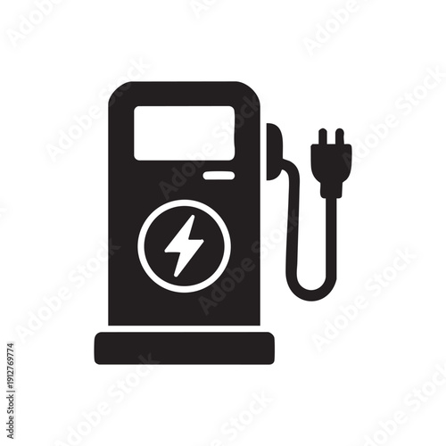 Electric Vehicle Charging Station Icon Illustration