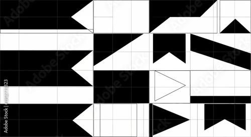 Abstract Geometric Black and White Shapes, Minimalist Design Elements, Modern Graphic Patterns