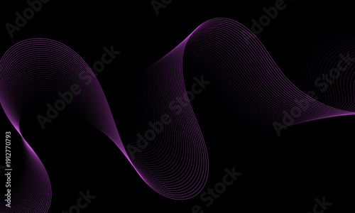 Abstract digital wave pattern illustration with curves and lines on a dark background scene viewed from a modern perspective