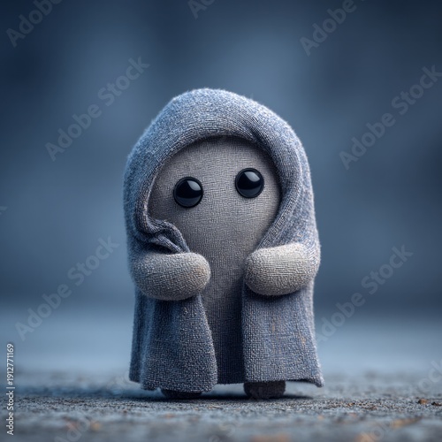 Social Anxiety Concept with Shy Wrapped Character Expressing Insecurity