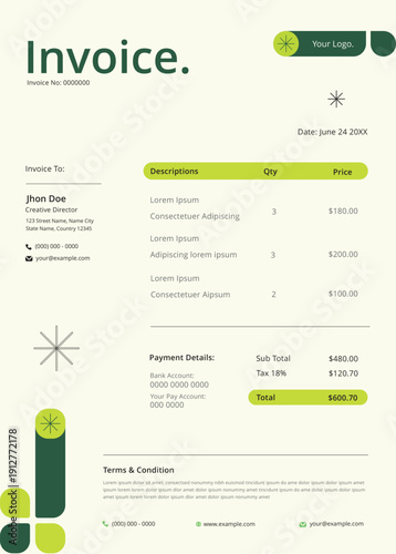 Green and Black Geometric Invoice