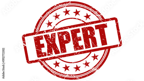 Expert red stamp with grunge texture