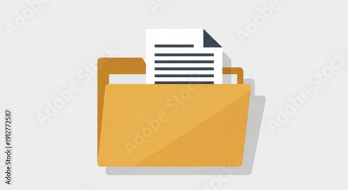 Yellow folder with documents office organization file management business productivity workflow