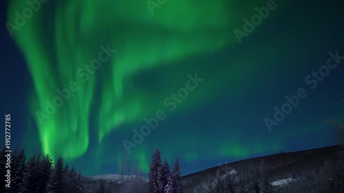 Real-time footage of aurora borealis northern lights in Fairbanks, Alaska USA