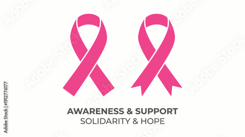 Breast Cancer Awareness Ribbons Vector – Two Pink Loop Designs, Rounded and Pointed Styles, Health Campaign Symbol, Support, Education, Research Funding, Global Awareness Graphics