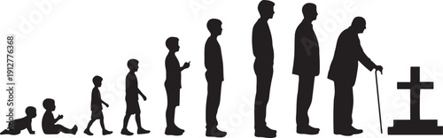 Silhouettes depicting the stages of human life from infancy to old age