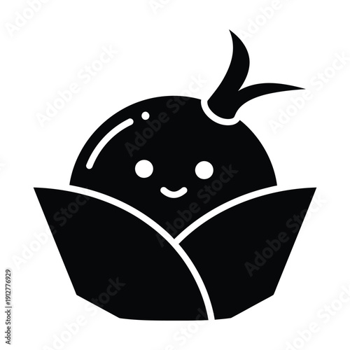 Cute smiling radish character with leaves vegetable