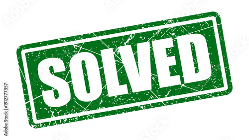 Solved green stamp with grunge texture