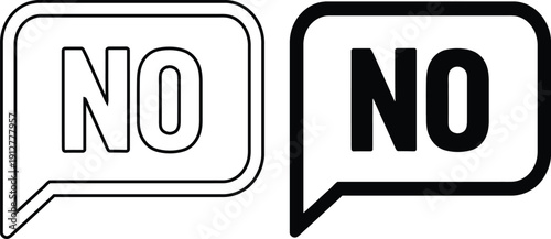 No Speech Bubble Icon Set - Negative Feedback, Rejection, and Disagreement Vector Illustration for UI/UX Design