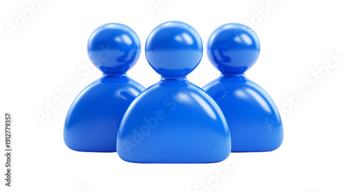 Three-Dimensional Blue User Profiles Icons Isolated on Grey Background