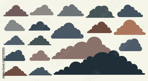 Diverse Cloud Shapes and Colors Collection, Minimalist Graphic Design