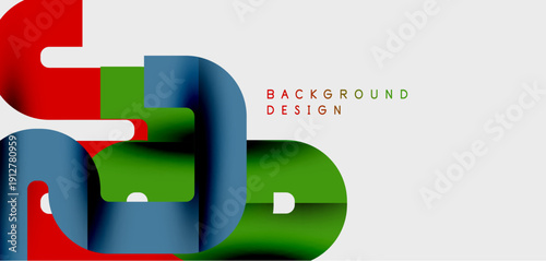 Abstract geometric shapes overlap, creating dynamic colorful composition. Modern design elements suggest depth, texture, visual interest.