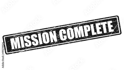 Mission completed black stamp with grunge texture