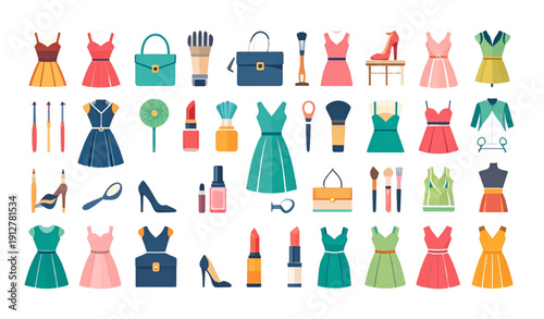 Minimal beauty and fashion solid vector icons