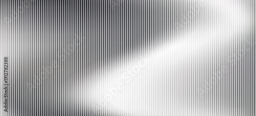 Corrugated, fluted pastel grey colored glass vector texture. Ribbed plastic gradient background