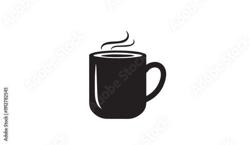 Steaming hot coffee cup on white background