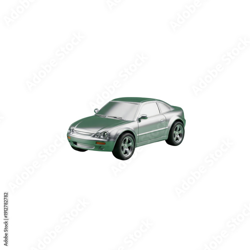 Silver coupe car isolated on a black background