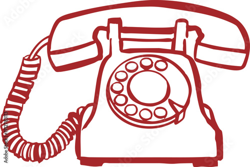 Rotary Dial Telephone Sketch Illustration
