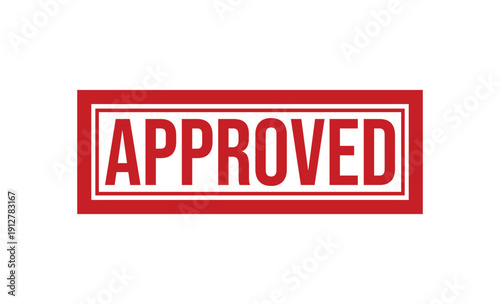 Red Approved Stamp Text on White Background