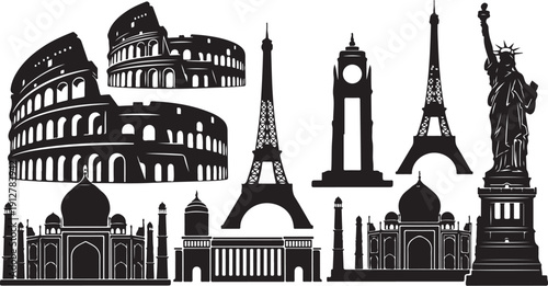 Famous landmarks and monuments from around the world icons