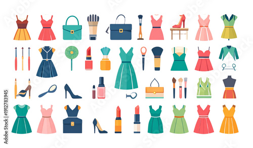 Minimal beauty and fashion solid vector icons
