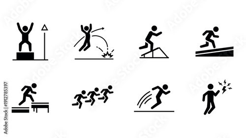 Dynamic sports silhouettes: icons of movement speed and athleticism