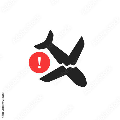 tragic accident in the air like black plane icon