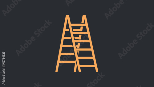 Minimalist ladder icon on dark background for construction and home de