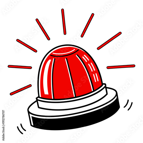 A red siren light on a white background Vector