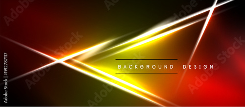 Abstract background features vibrant orange, yellow gradients. White lines intersect creating dynamic visual effect. Text reads background design.