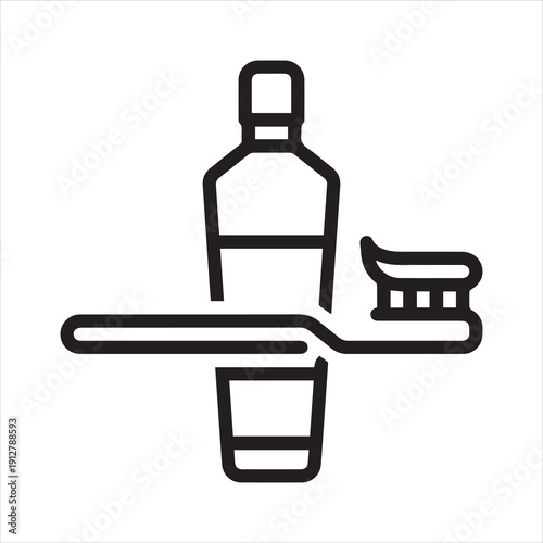 Minimalist toothbrush and toothpaste tube icon design