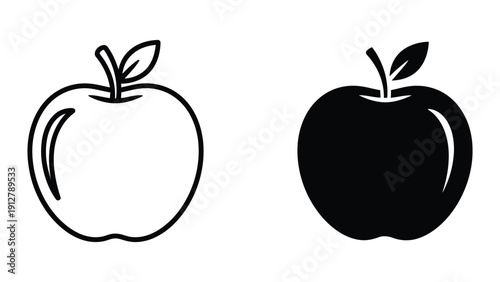 Black and white apple illustrations