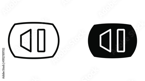 Pause button icon in black and white