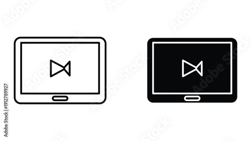 Laptop and computer icons with play button