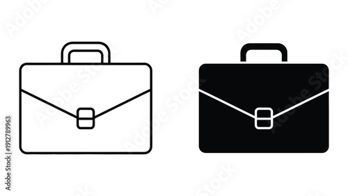 Simple briefcase icons in black and white