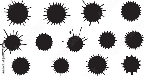 Black ink splatters on white background illustration design elements