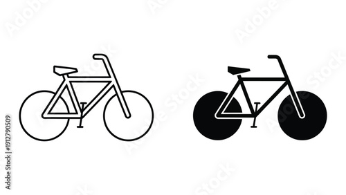Simple line drawing of a bicycle in two styles