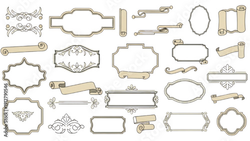 Collection of ornate gold and silver frames, borders, and dividers for decorative use