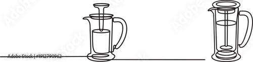 The Aeropress one line continuous. Line art Aeropress.one line victor illustration in white Background