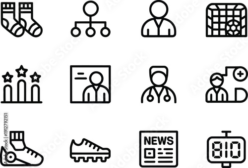 Sports, Medical, and Organization Icon Set icons soccer