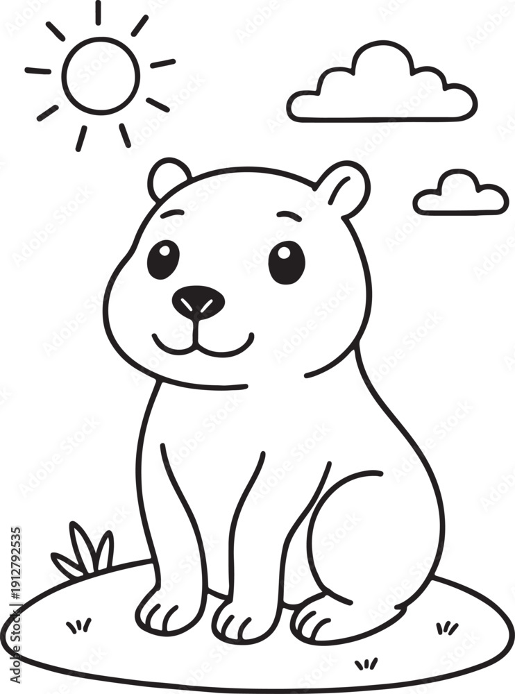 Obraz premium Capybara vector line art illustration on white background