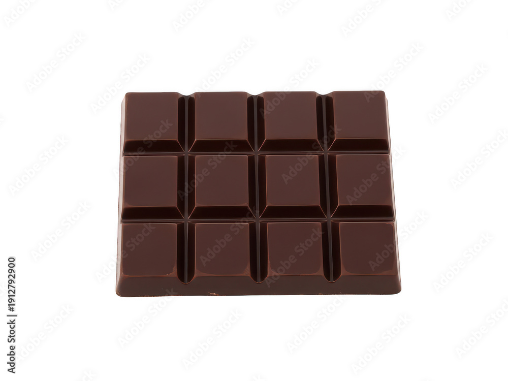 Fototapeta premium Delicious dark chocolate bar with a glossy finish on a white background