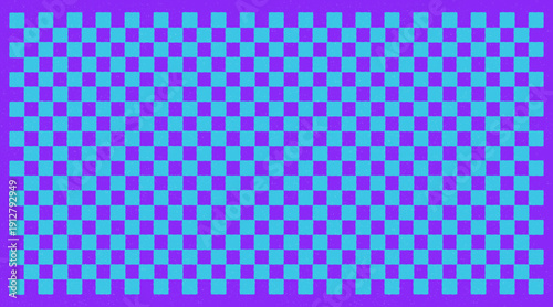 Small Scale Cyan and Purple Textured Checkerboard Pattern