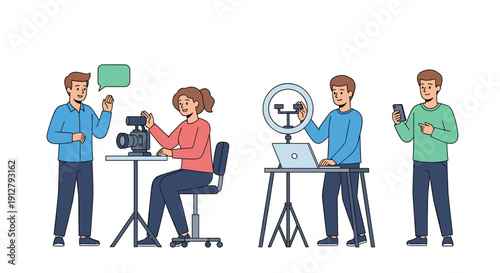 Group of People Working with Technology Devices.