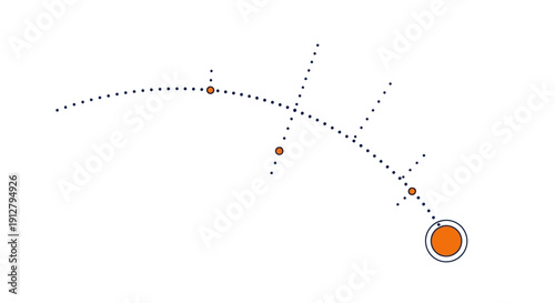 Abstract Dotted Line Trajectory and Target. Concept of Data Flow, Navigation Path, Tracking Movement, or Goal Achievement Vector Illustration.