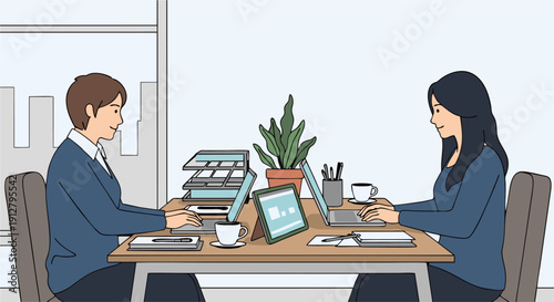 Professional Business Team Collaboration in Modern Office Environment